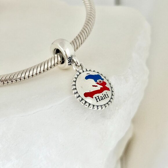 Pandora Haiti Map Dangle S925 Silver Charm - Picture 2 of 4